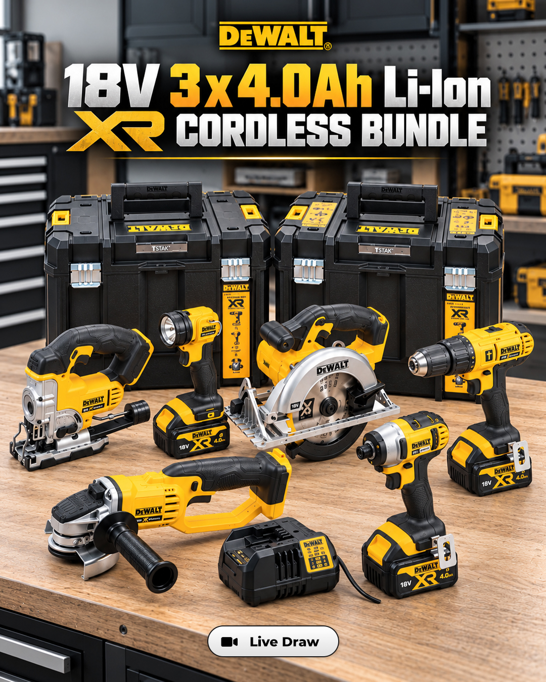 DeWalt 18V 3 x 4.0Ah Li-Ion XR Cordless Bundle