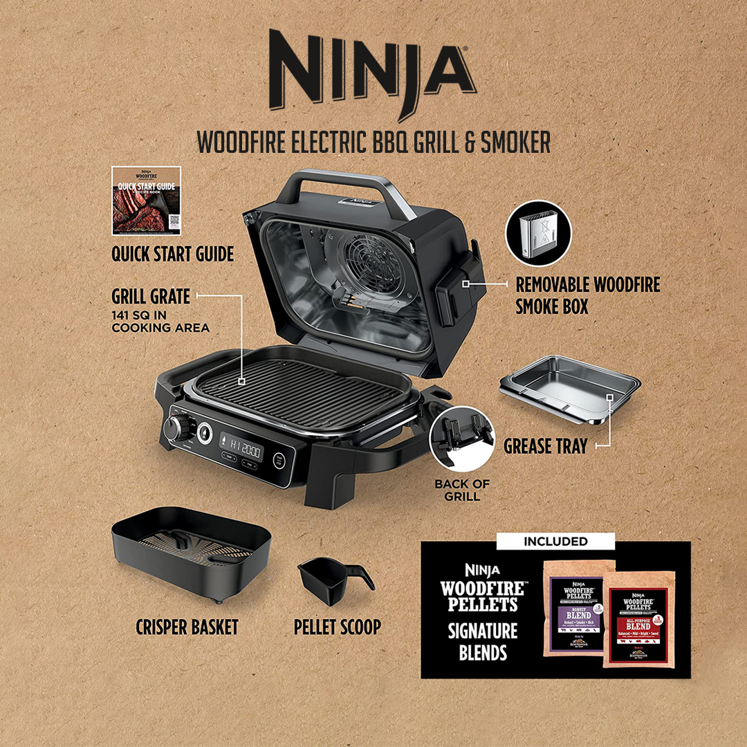 Ninja Woodfire Electric BBQ Grill Stand & Cover Bundle